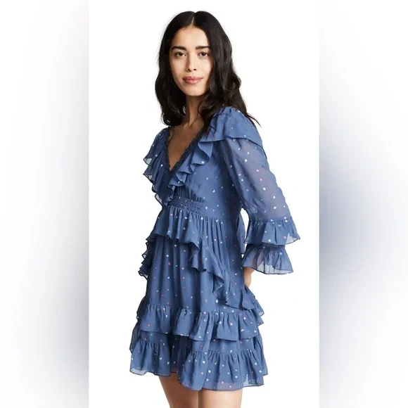 Rebecca Taylor glitter gem ruffle mini dress - Picture 3 of 9